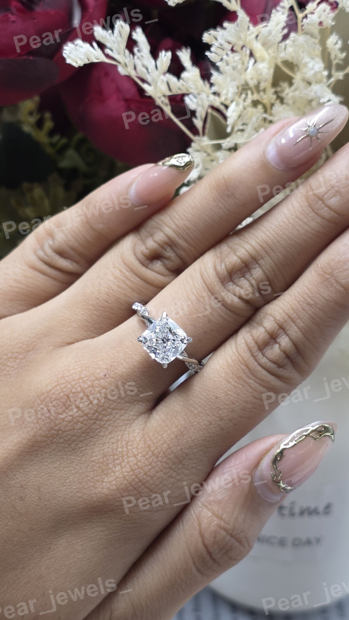 Iced Out 925 Silver Moissanite Diamond Eternity Women Every Day Wear Ring