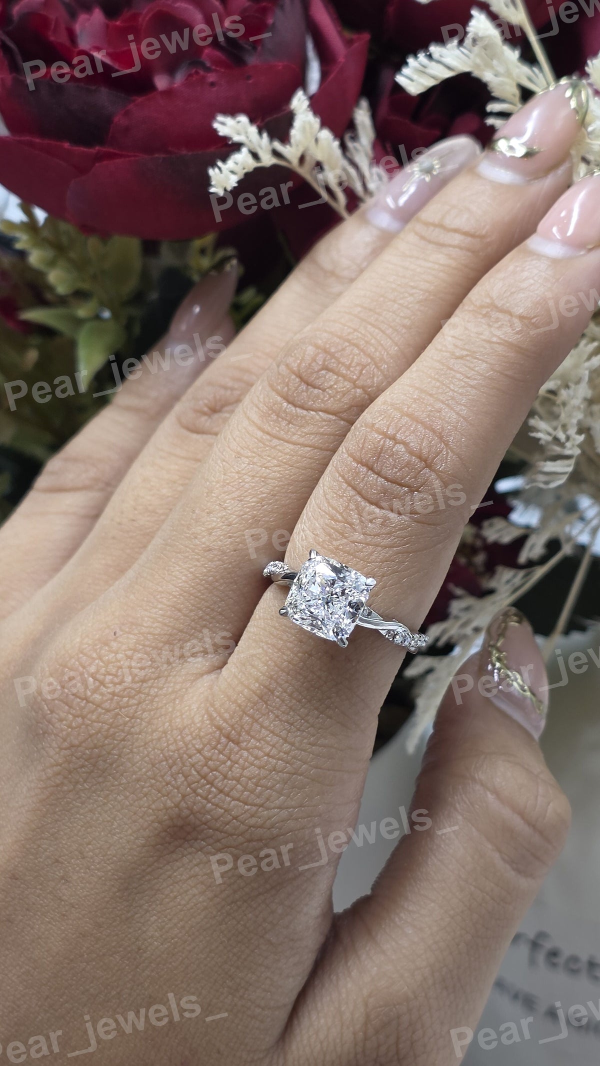 Iced Out 925 Silver Moissanite Diamond Eternity Women Every Day Wear Ring