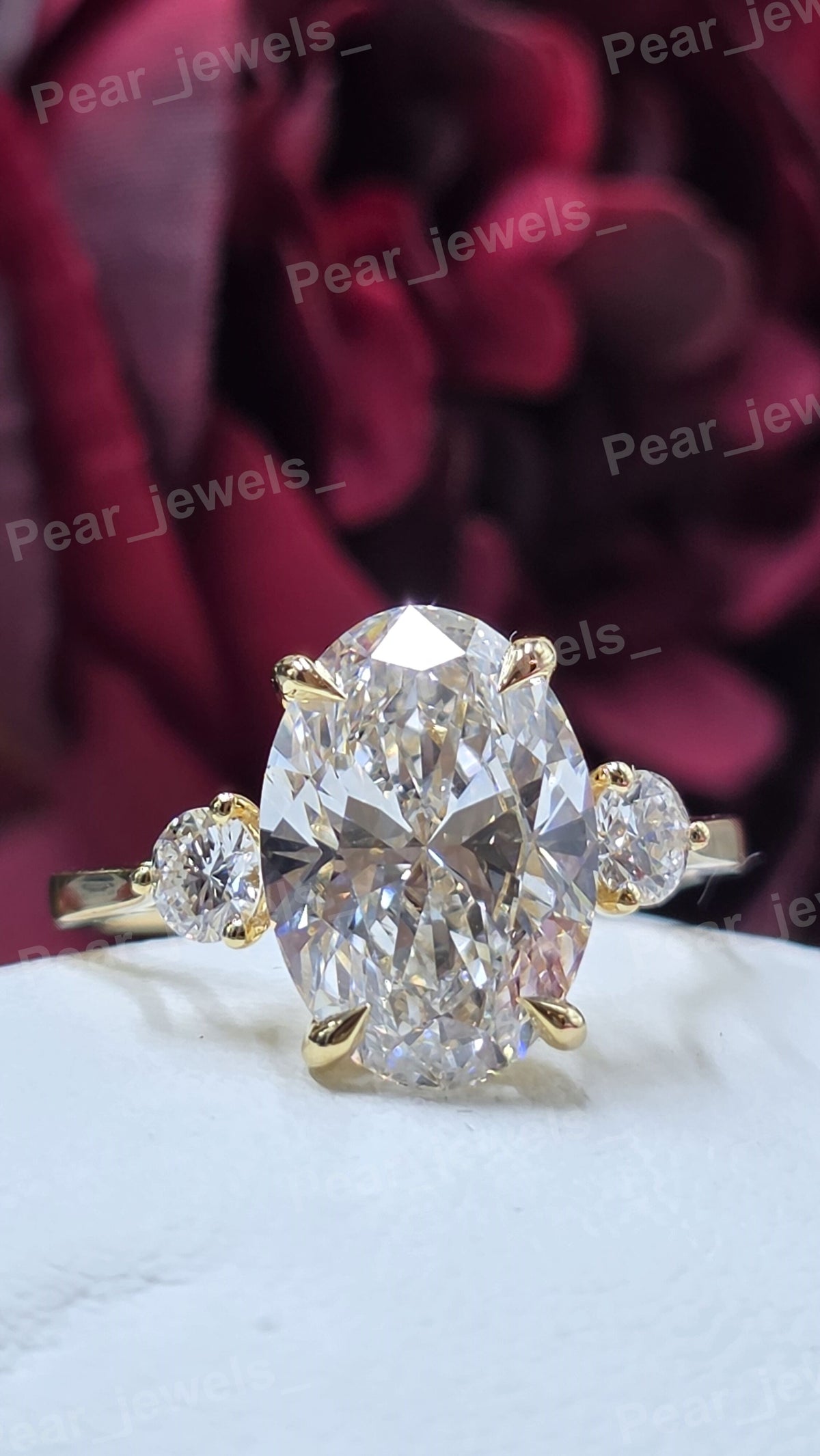 Iced Out 925 Sterling Silver Oval Cut Moissanite Diamond Engagement Women Wear Ring
