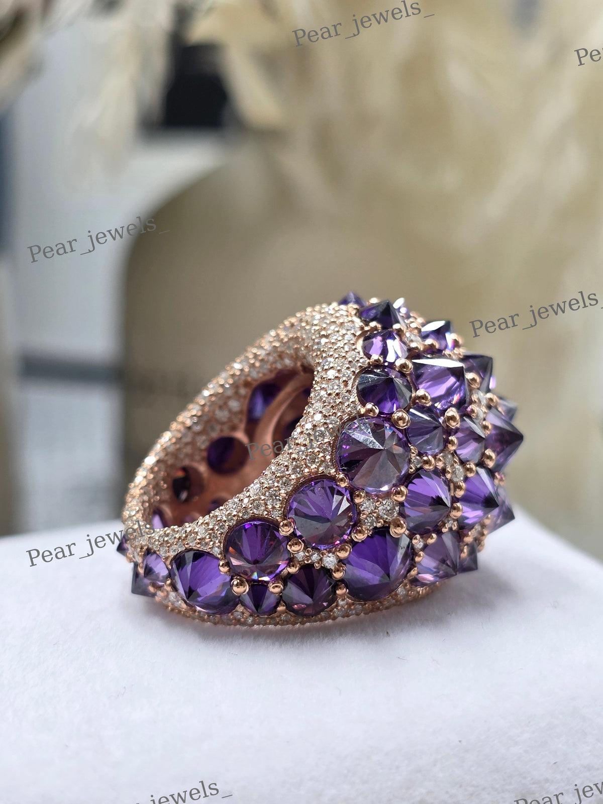 Iced Out 925 Sterling Silver Round Cut Moissanite Diamond Cocktail Ring For Women