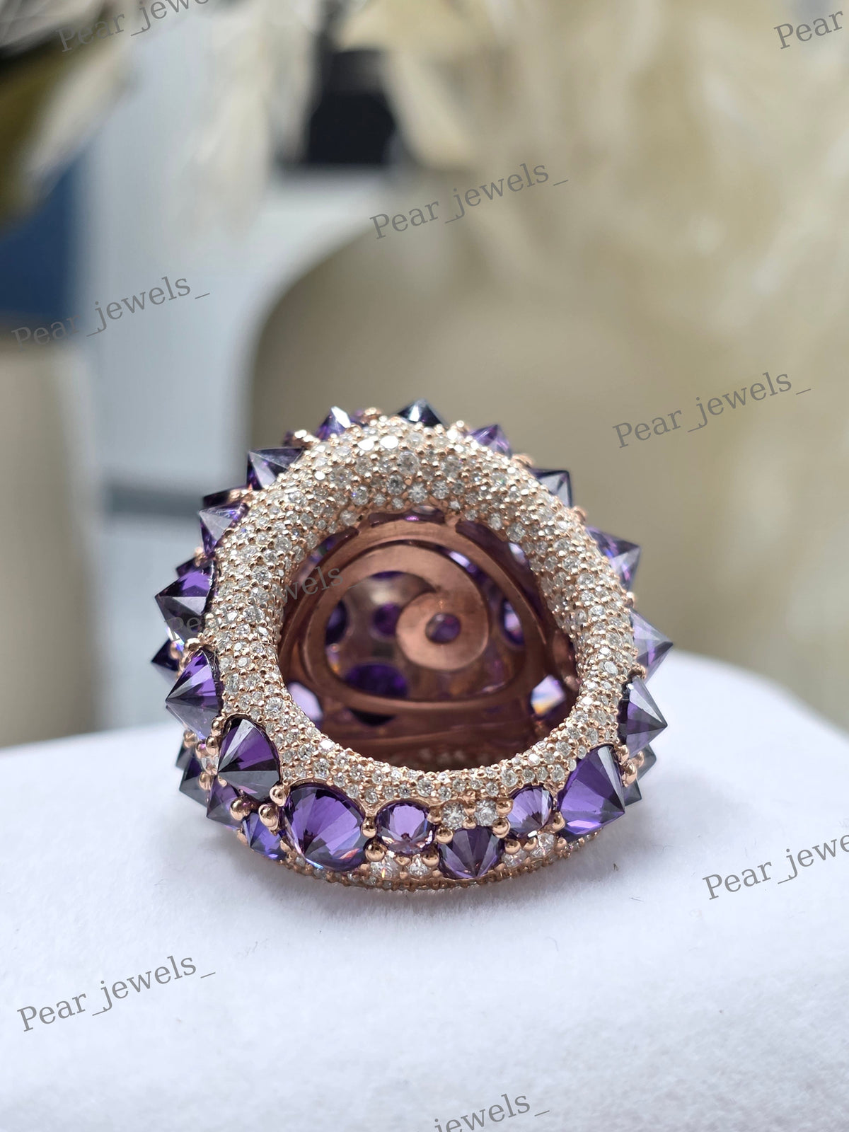 Iced Out 925 Sterling Silver Round Cut Moissanite Diamond Cocktail Ring For Women