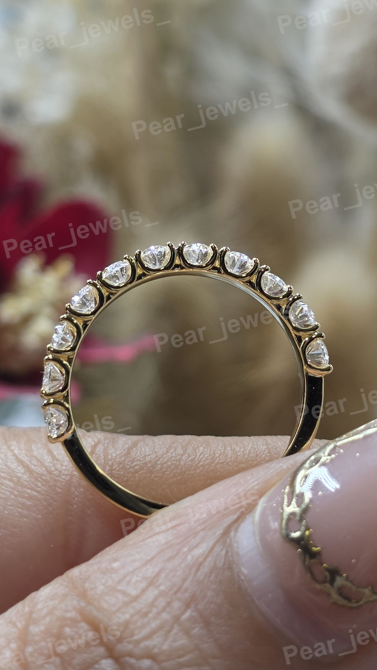Oval Cut VVS Moissanite Diamond 925 Sterling Silver Eternity Band For Women wear