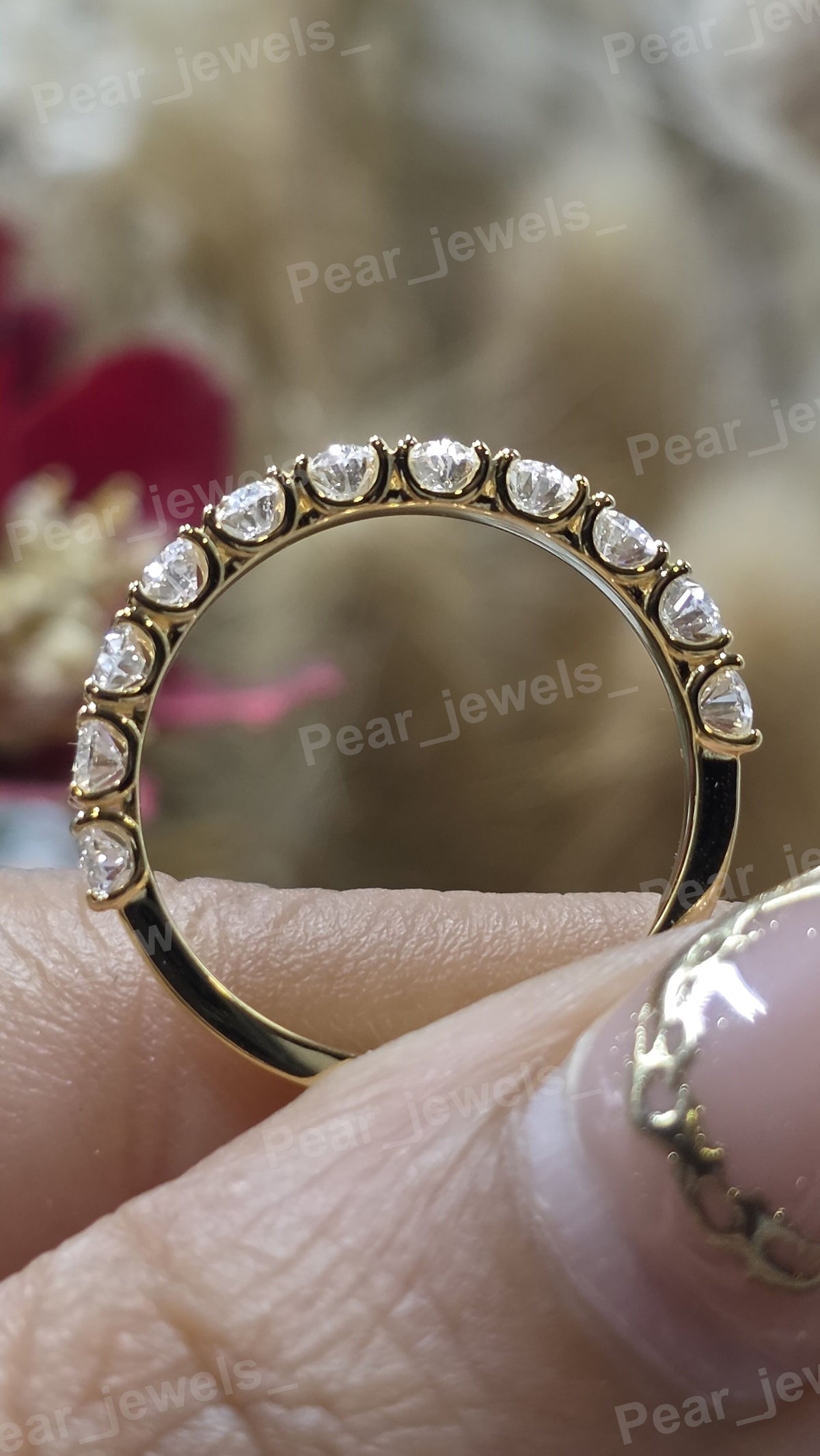 Oval Cut VVS Moissanite Diamond 925 Sterling Silver Eternity Band For Women wear