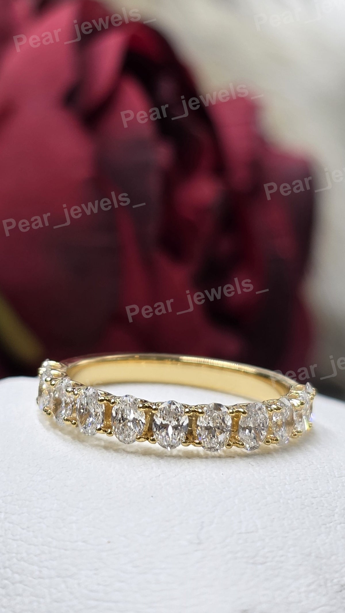 Oval Cut VVS Moissanite Diamond 925 Sterling Silver Eternity Band For Women wear