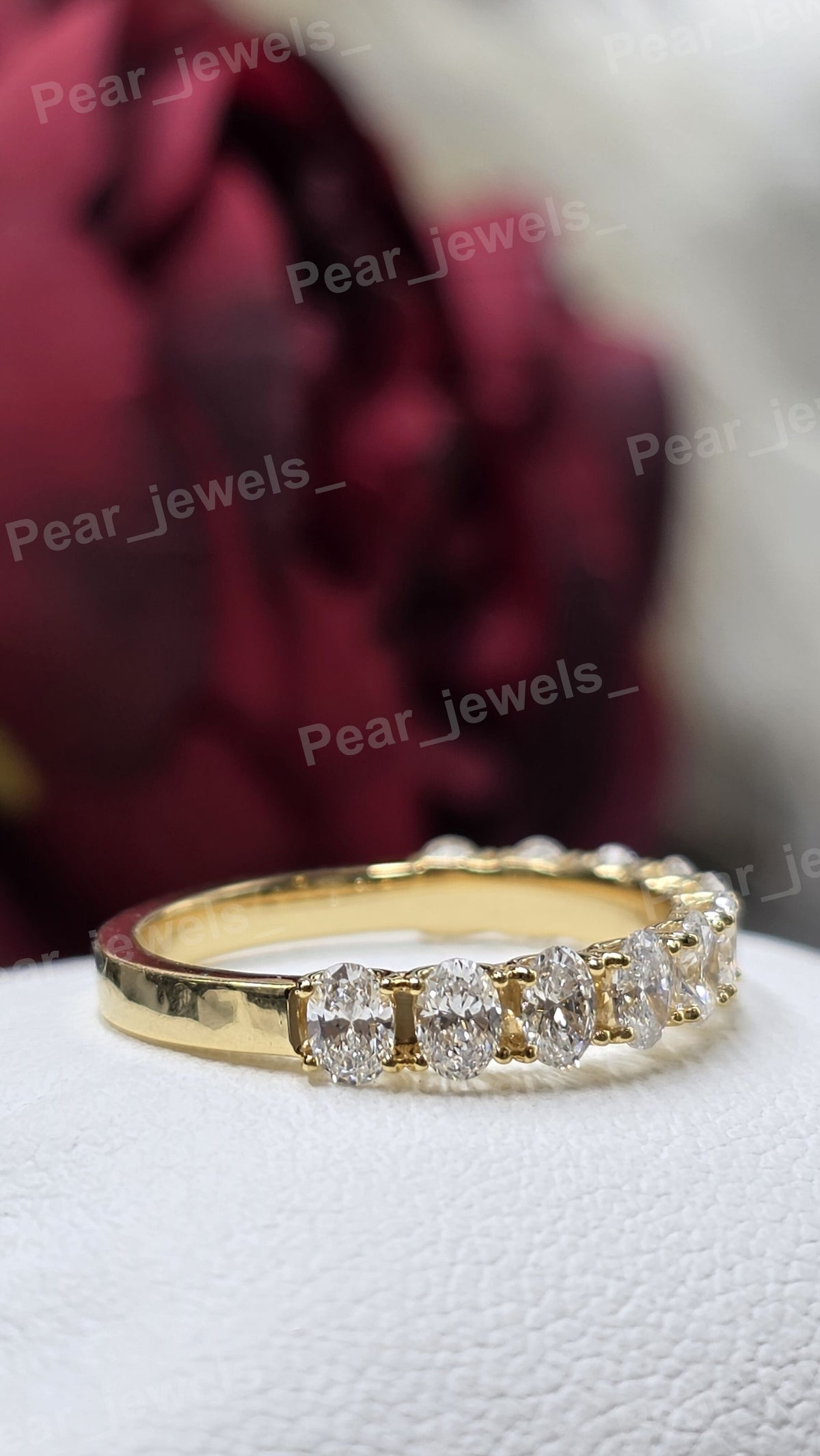 Oval Cut VVS Moissanite Diamond 925 Sterling Silver Eternity Band For Women wear
