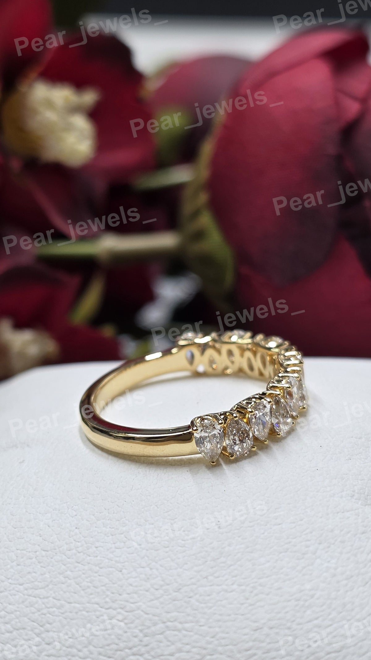 925 Sterling Silver Pear Cut Moissanite Diamond Eternity wedding Band Women Jewelry Gift