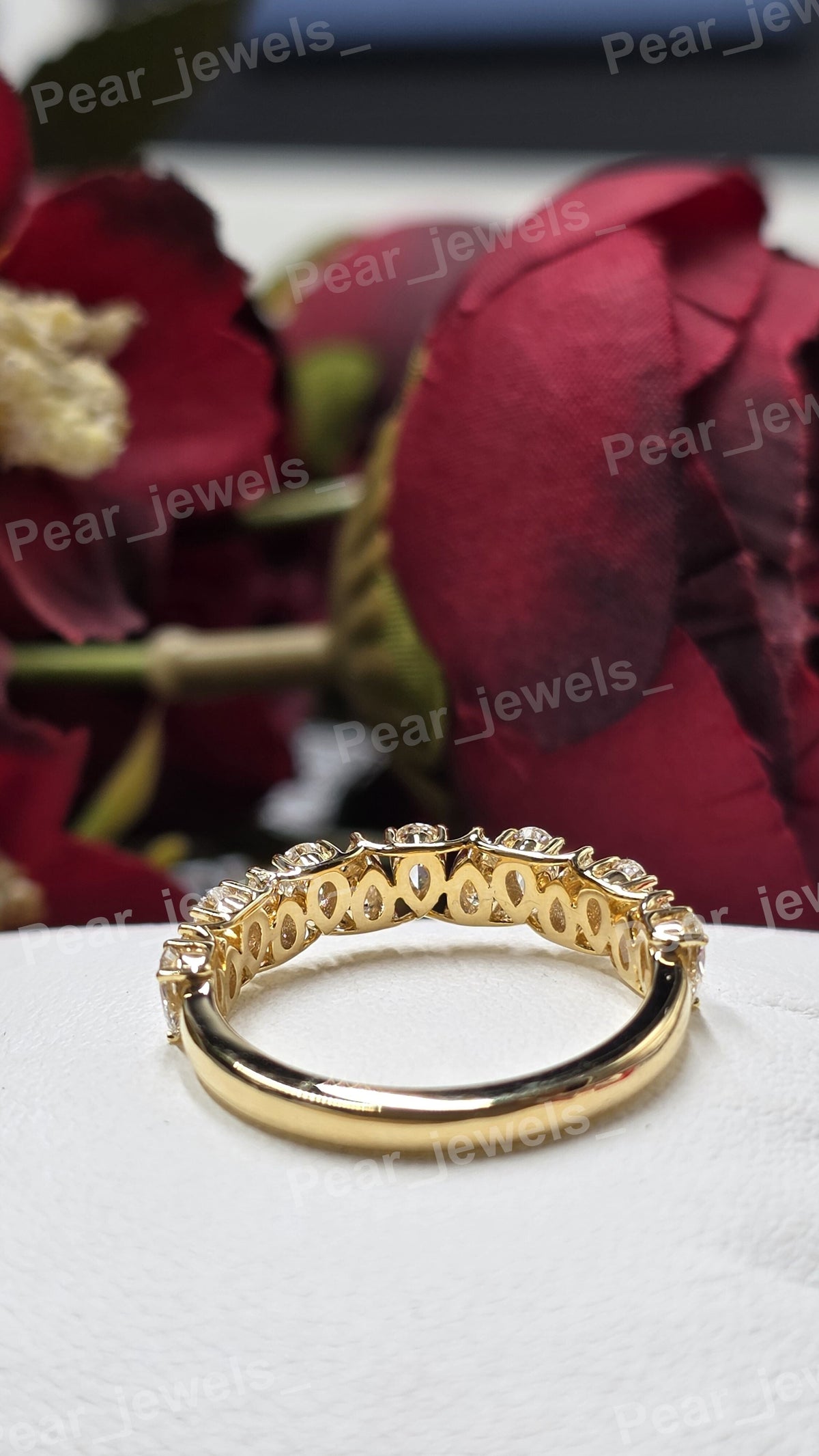 925 Sterling Silver Pear Cut Moissanite Diamond Eternity wedding Band Women Jewelry Gift