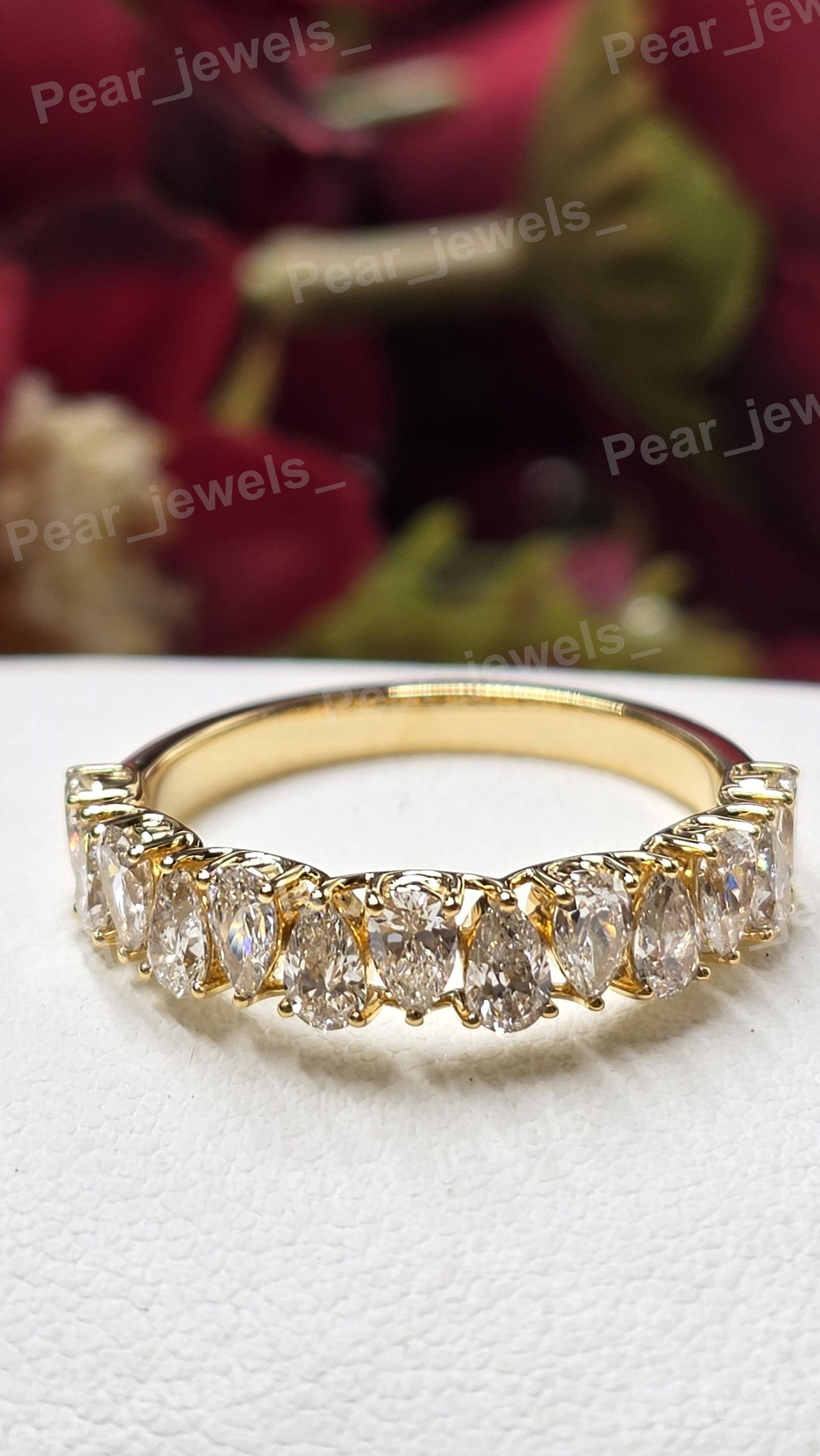 925 Sterling Silver Pear Cut Moissanite Diamond Eternity wedding Band Women Jewelry Gift