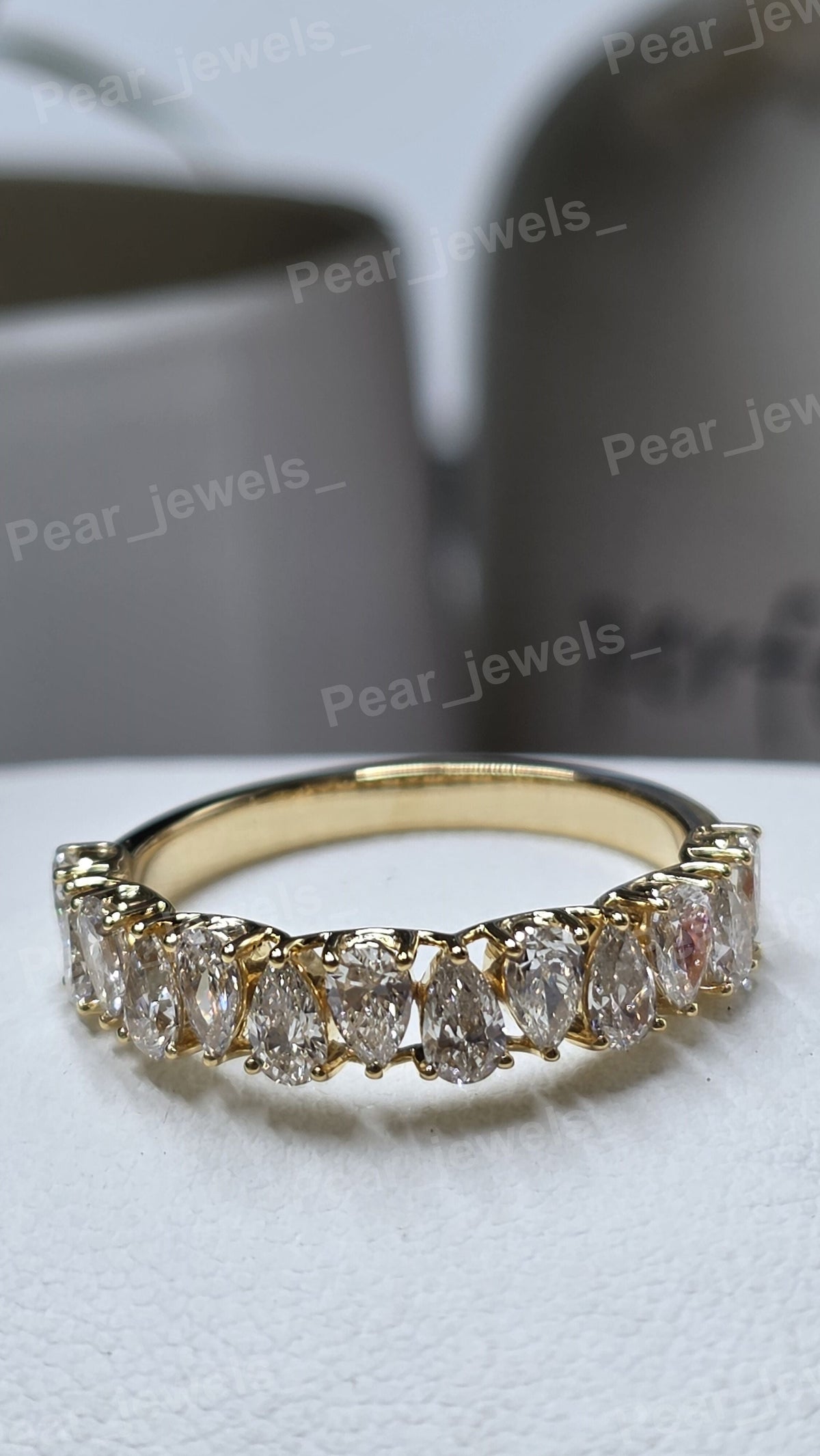 925 Sterling Silver Pear Cut Moissanite Diamond Eternity wedding Band Women Jewelry Gift