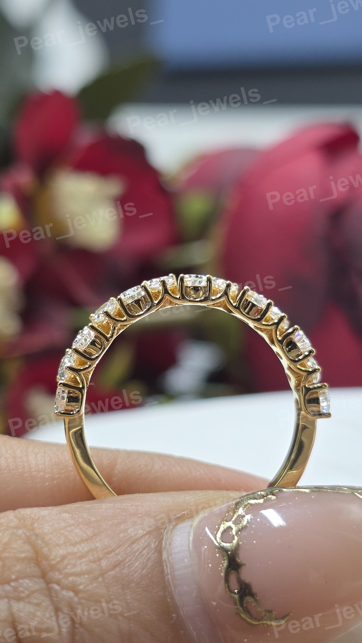 925 Sterling Silver Pear Cut Moissanite Diamond Eternity wedding Band Women Jewelry Gift