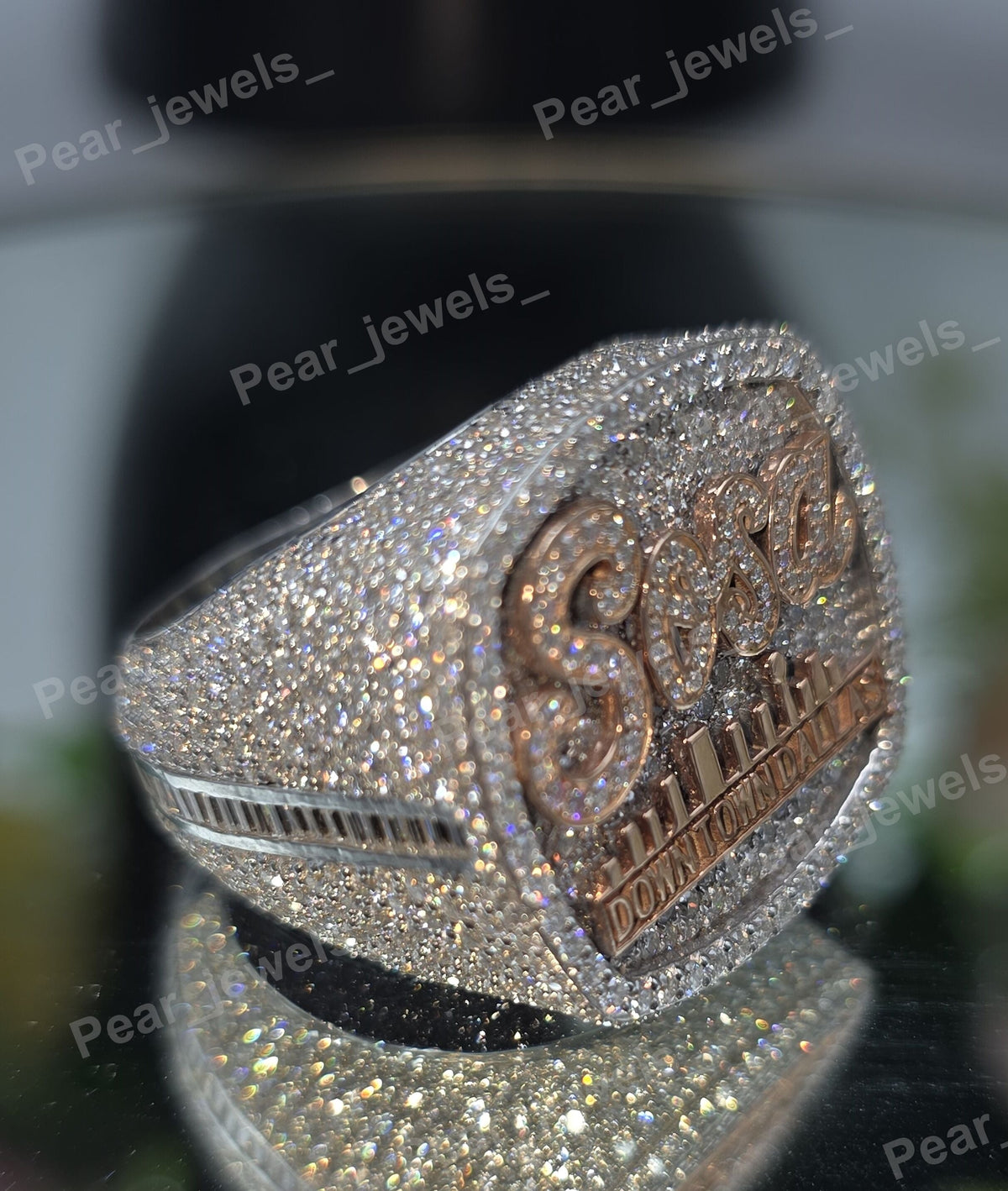 Iced Out Custom Letter Square VVS Moissanite Diamond 925 Sterling Silver Hip Hop Statement  Ring