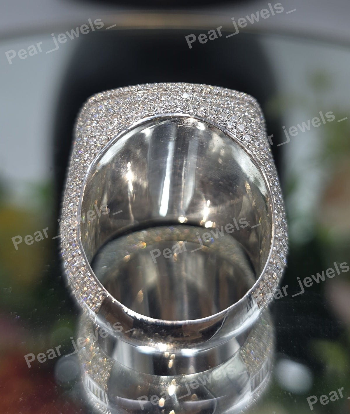 Iced Out Custom Letter Square VVS Moissanite Diamond 925 Sterling Silver Hip Hop Statement  Ring