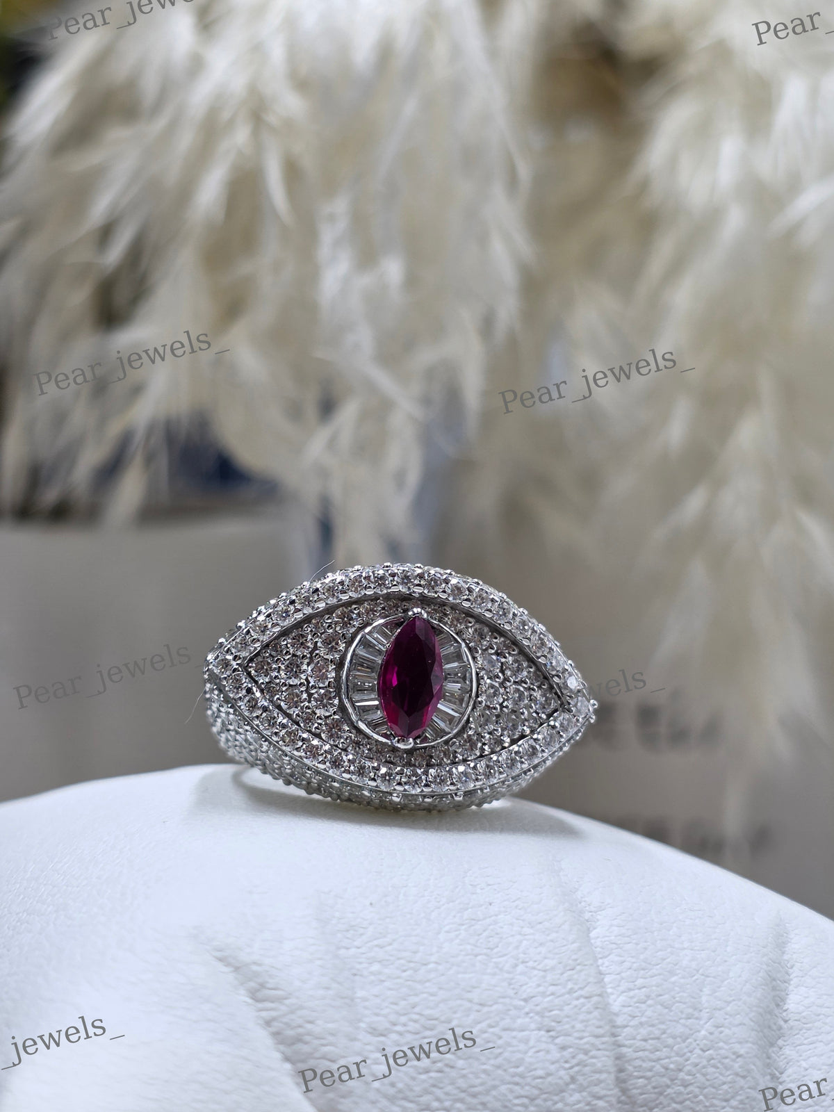 Eye Shape VVs Moissanite Diamond 925 Sterling Silver Ring For Party Wear
