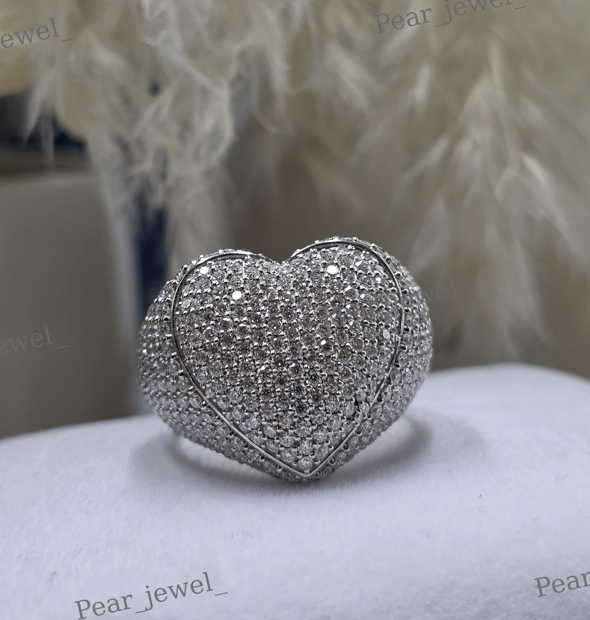 Iced Out Heart Shape 925 Silver Round Cut Moisasnite Diamond Wedding And Anniversary Ring