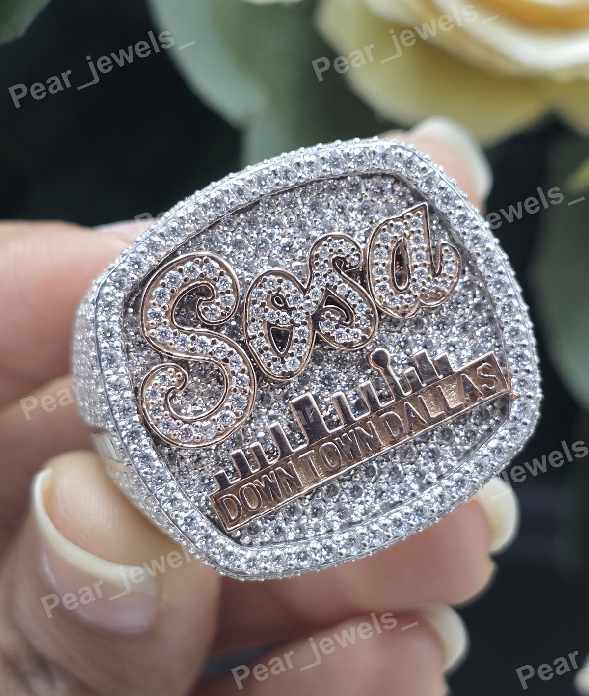 Iced Out Custom Letter Square VVS Moissanite Diamond 925 Sterling Silver Hip Hop Statement  Ring