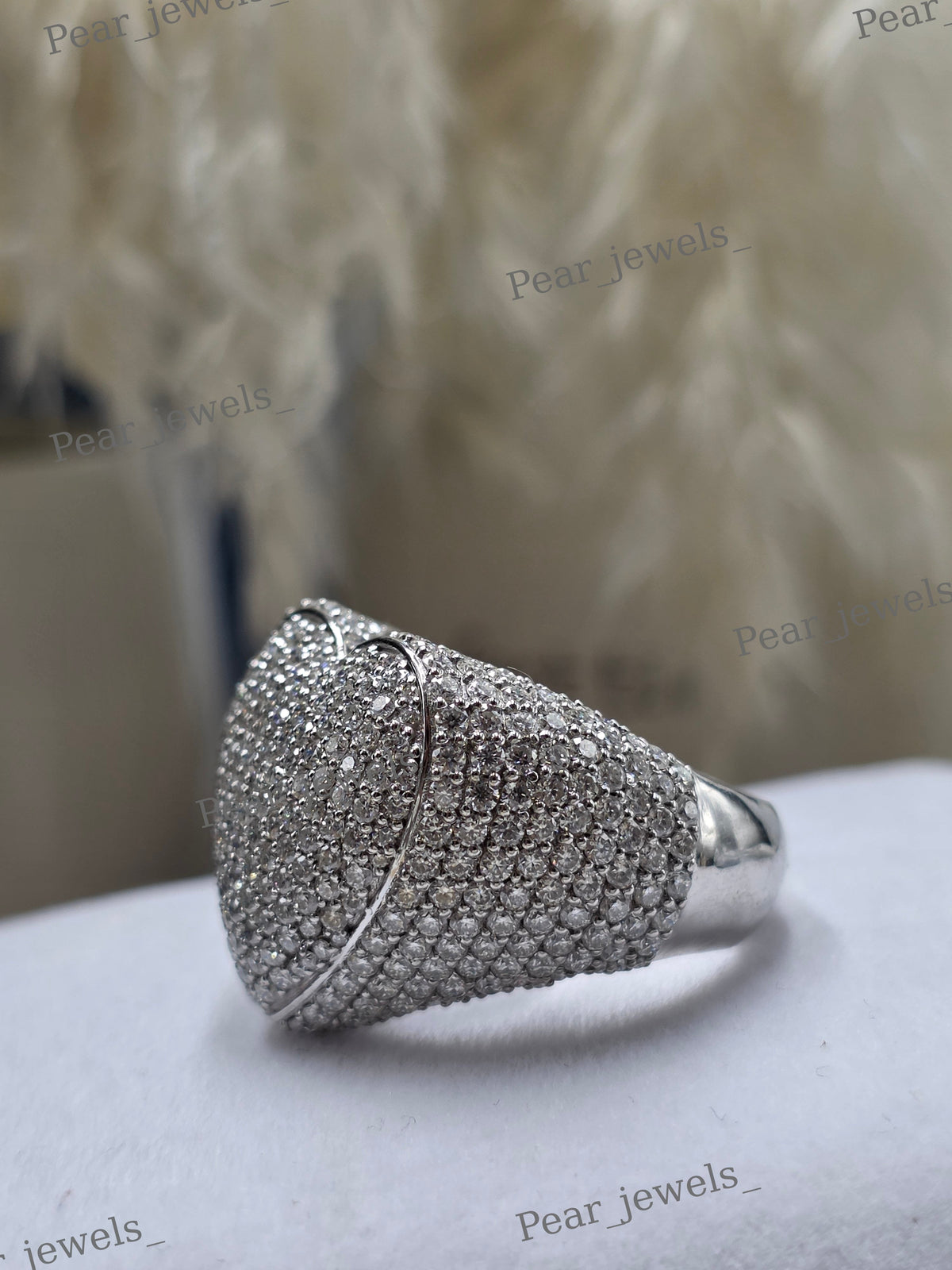 Iced Out Heart Shape 925 Silver Round Cut Moisasnite Diamond Wedding And Anniversary Ring