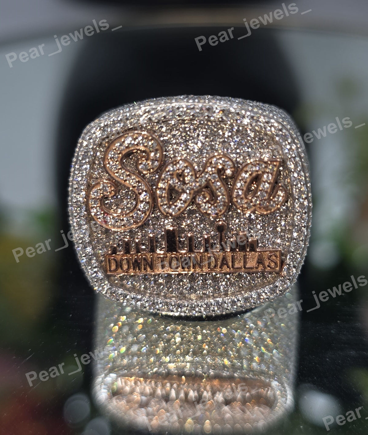 Iced Out Custom Letter Square VVS Moissanite Diamond 925 Sterling Silver Hip Hop Statement  Ring