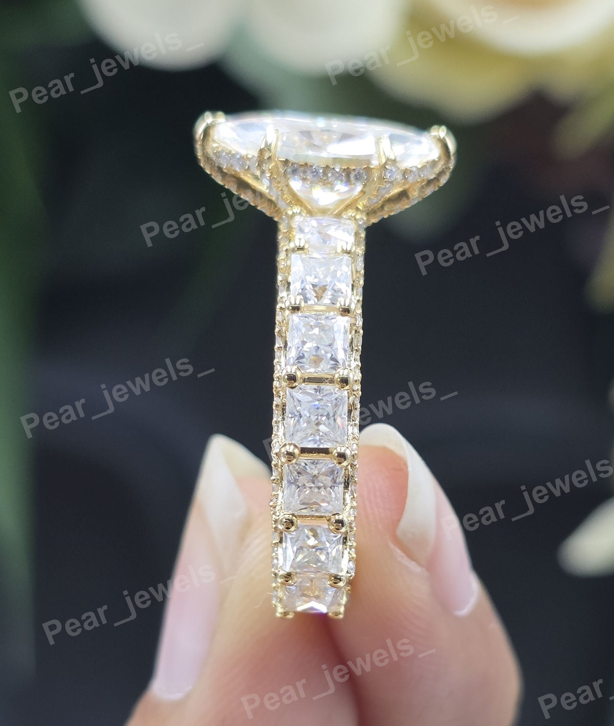 Iced Out Marquise Cut VVS Moissanite Silver Engagement Ring For Women Wear