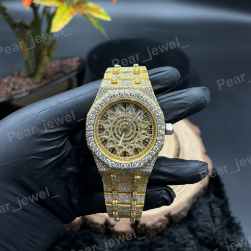 Iced Out Stainless Steel Bust Down VVS Moissanite Watch