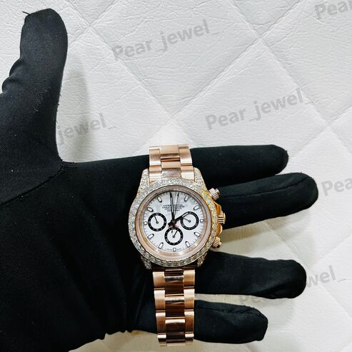 Stainless Steel Iced Out VVS Moissanite Diamond Dial Watch