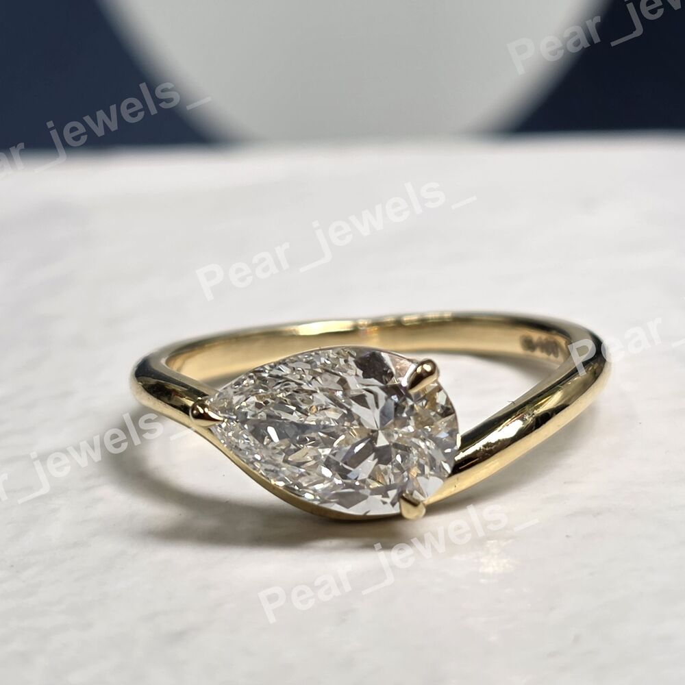 VVS Pear Cut Moissanite Diamond 925 Sterling Silver Luxury Statement Women Wear Ring