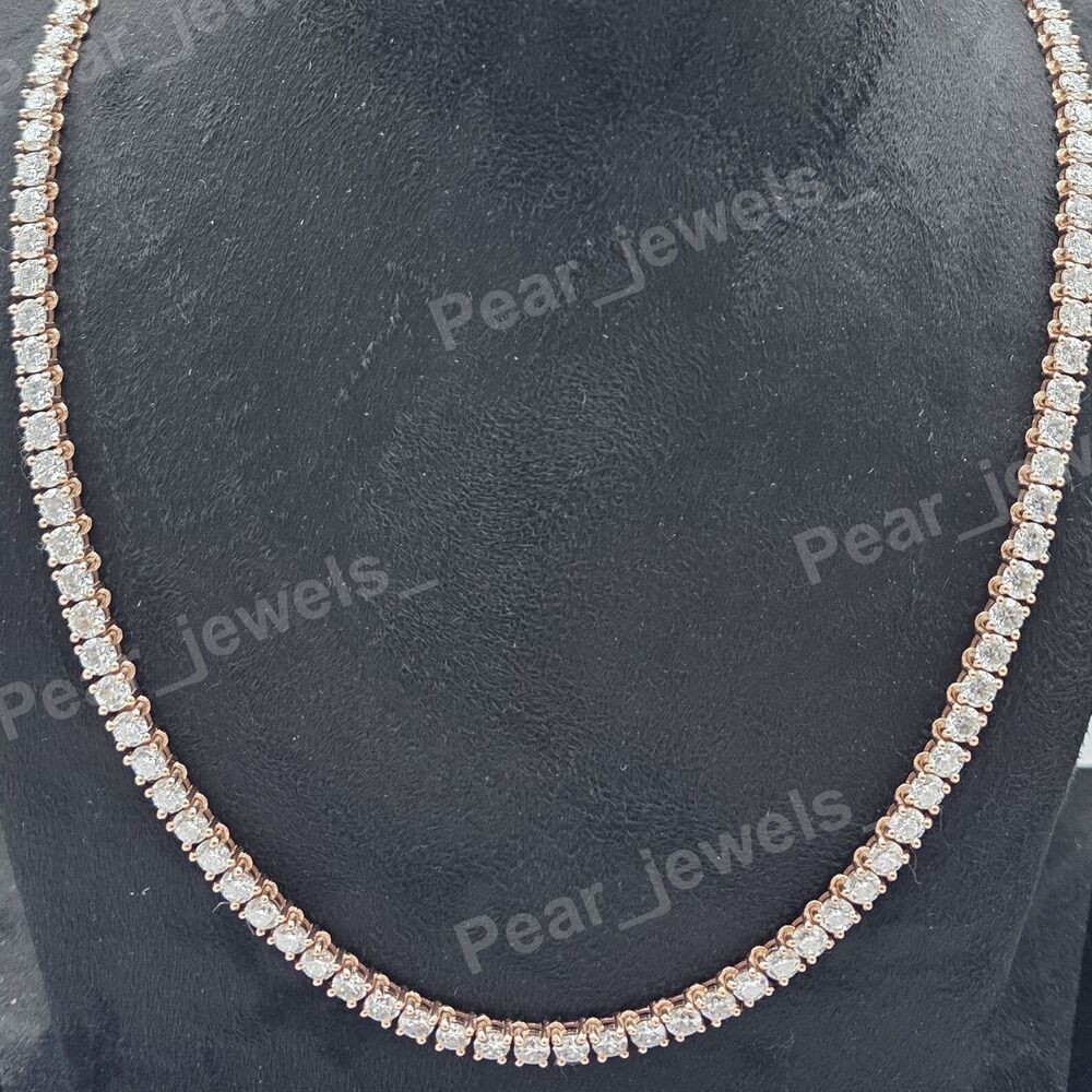 Iced Out Round Cut VVS Moissanite Dimaond 925 Sterling Silver Tennis Chain For Unisex Party Wear