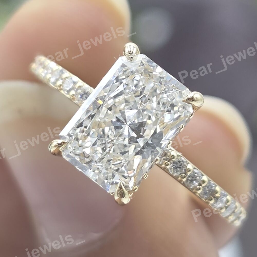 Iced Out Radiant & Round Cut VVS Moissanite 925 Sterling Silver Ring