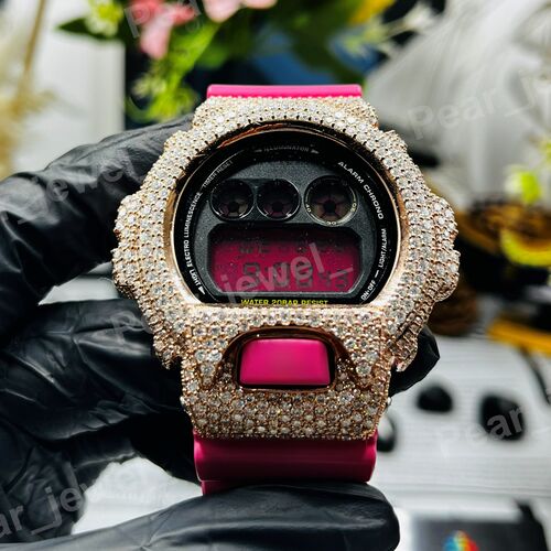 Iced Out Round Cut Moissanite Diamond Case Dial Hip Hop Bling Watch