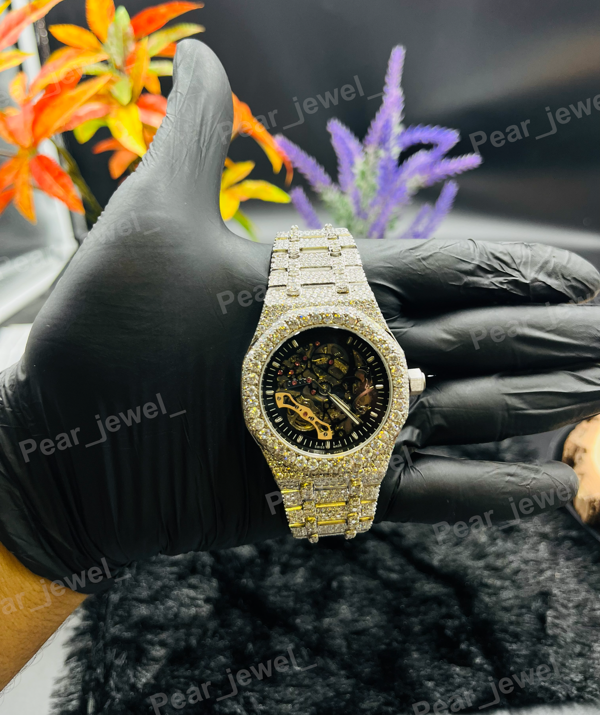 Iced Out Stainless Steel VVS Moissanite Diamond Wrist Watch