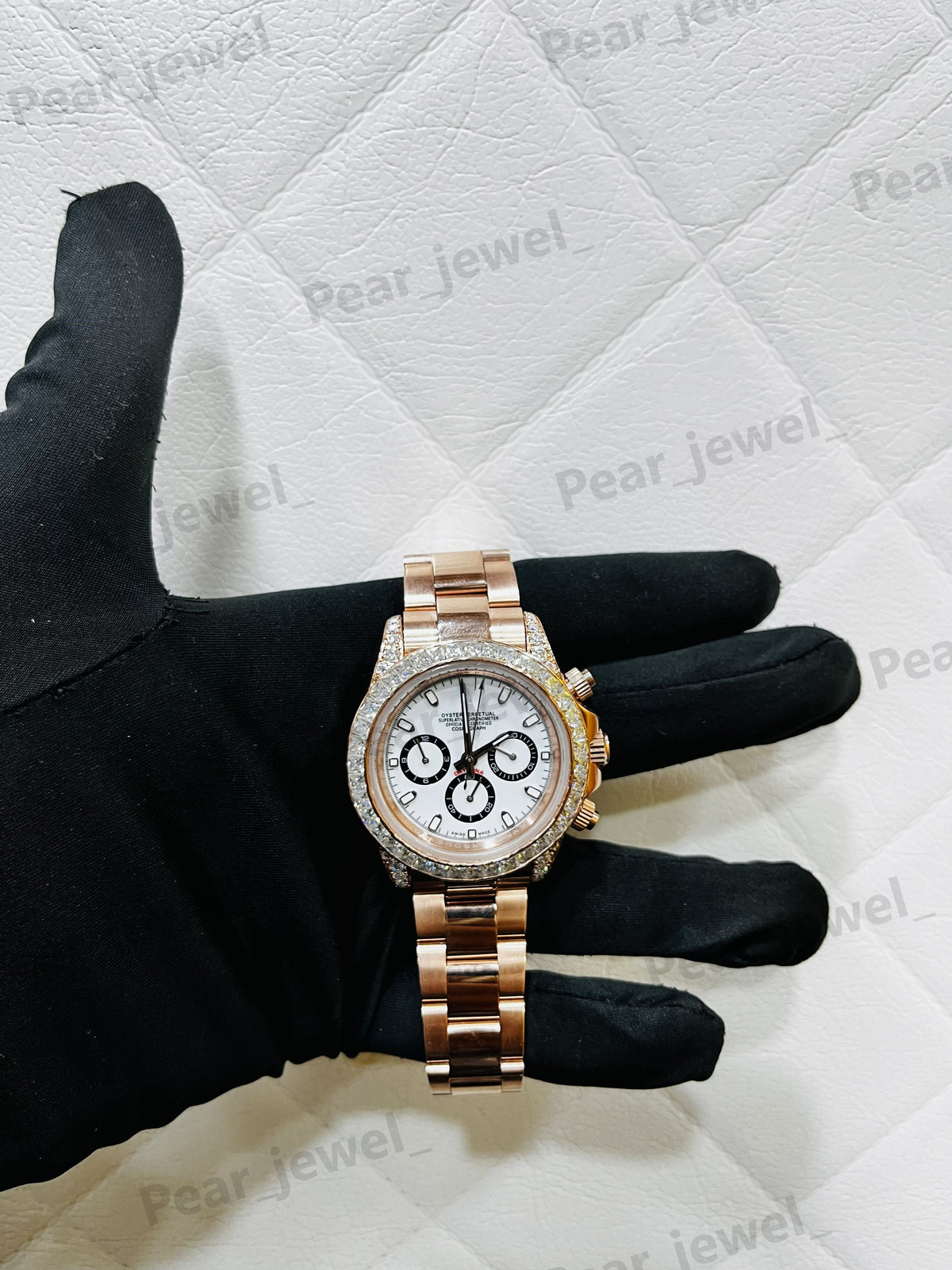 Stainless Steel Iced Out VVS Moissanite Diamond Dial Watch