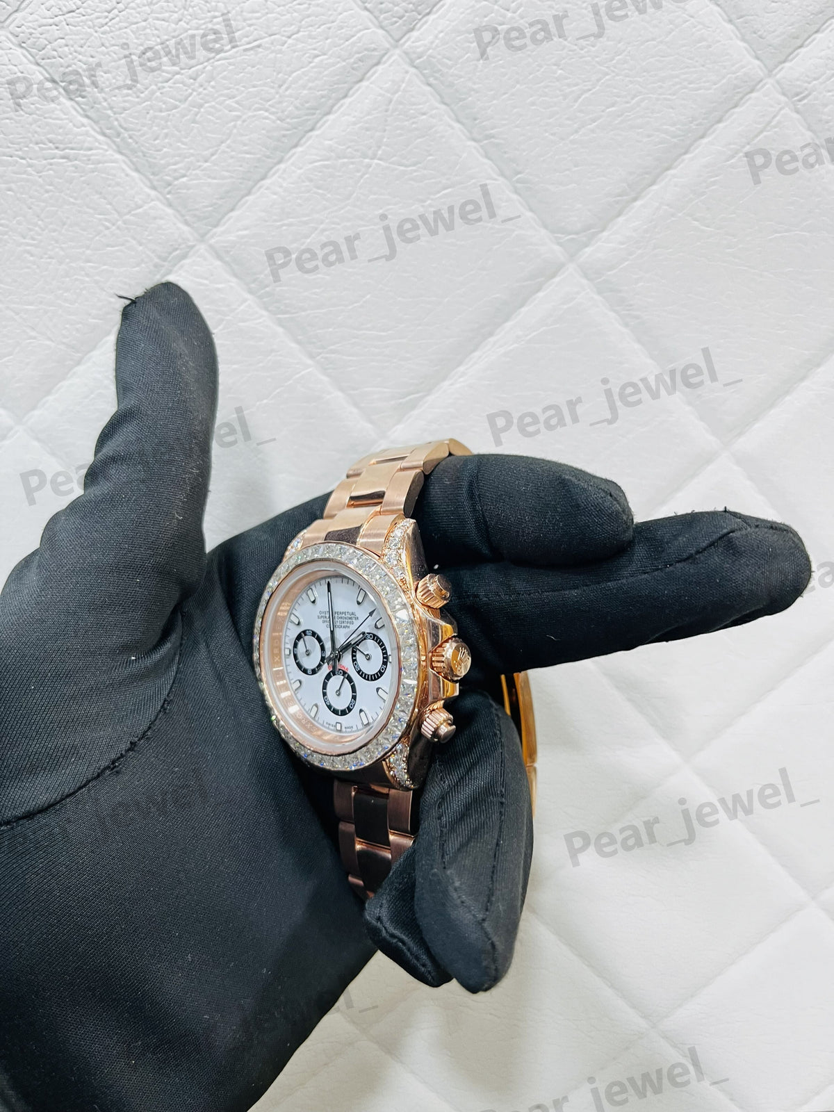 Stainless Steel Iced Out VVS Moissanite Diamond Dial Watch