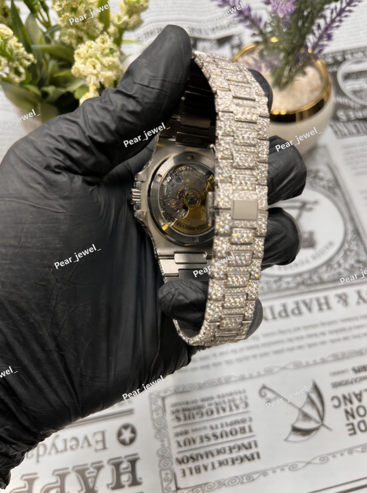 Stainless Steel Iced Out Bust Down VVS Moissanite Diamond Watch