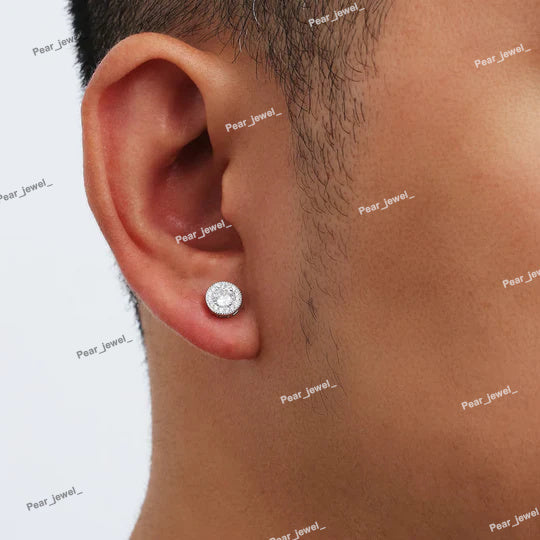 Moissanite Diamond Stud men's Earring 925 Silver Classic Stud For Men