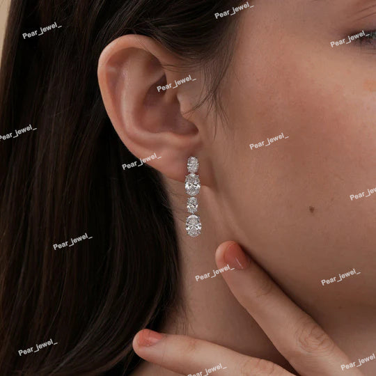 Oval Cut Moissanite Diamond Drop Earring 925 Silver Elegant Dangle Earring Luxury Women Gift