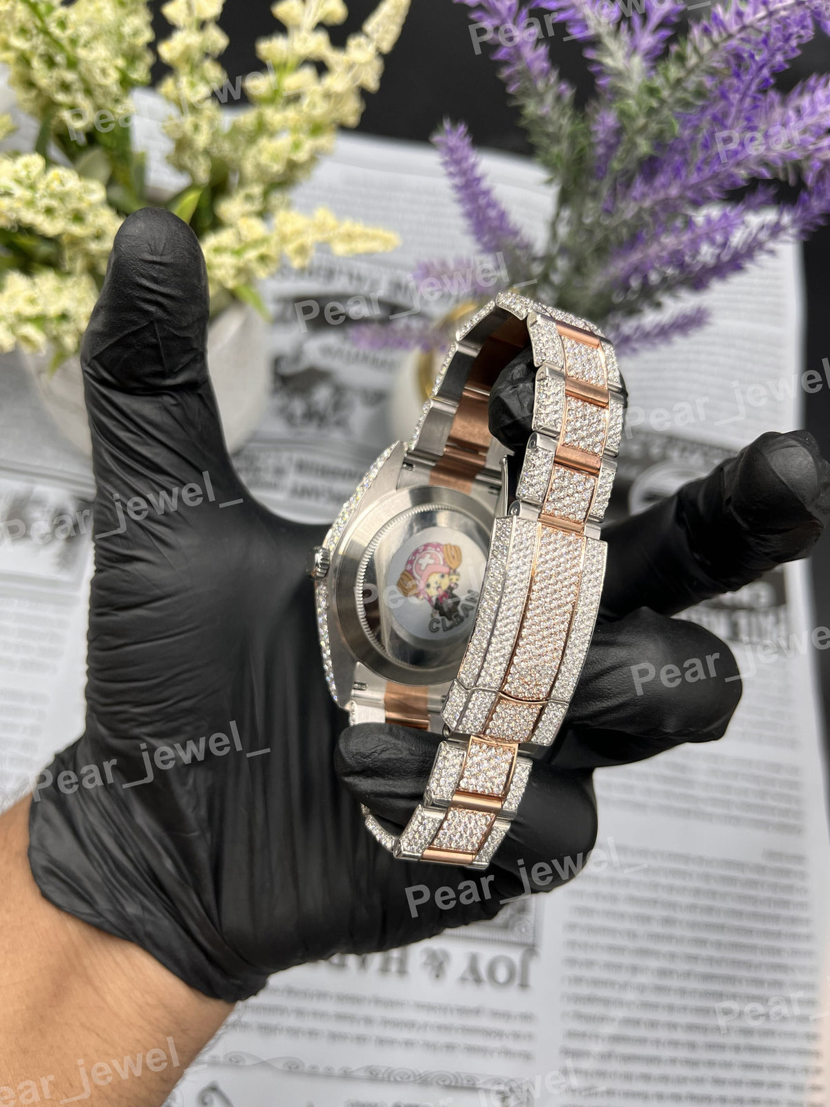 VVS Moissanite Diamond Iced Out Stainless Steel Roman Dial Bust Down Watch