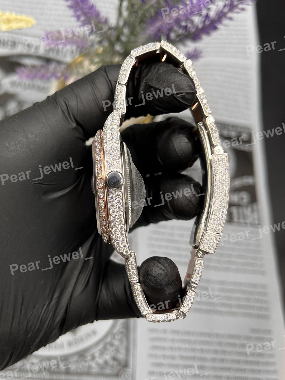 VVS Moissanite Diamond Iced Out Stainless Steel Roman Dial Bust Down Watch
