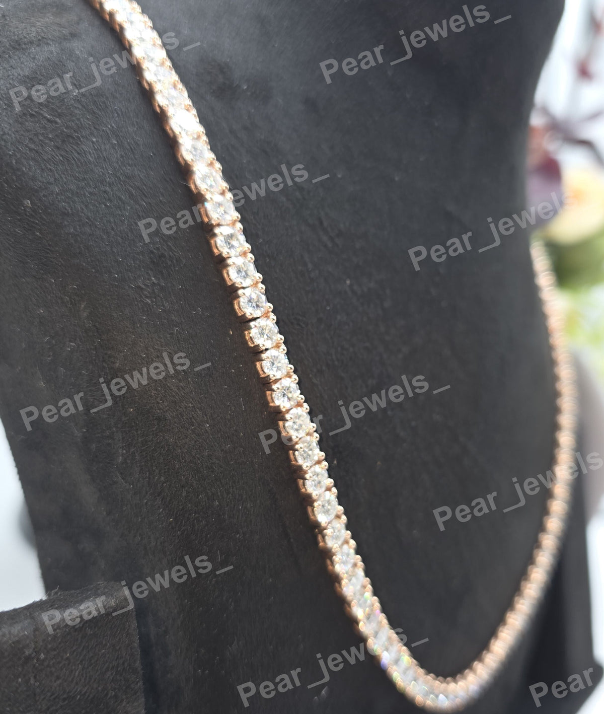 Iced Out Round Cut VVS Moissanite Dimaond 925 Sterling Silver Tennis Chain For Unisex Party Wear