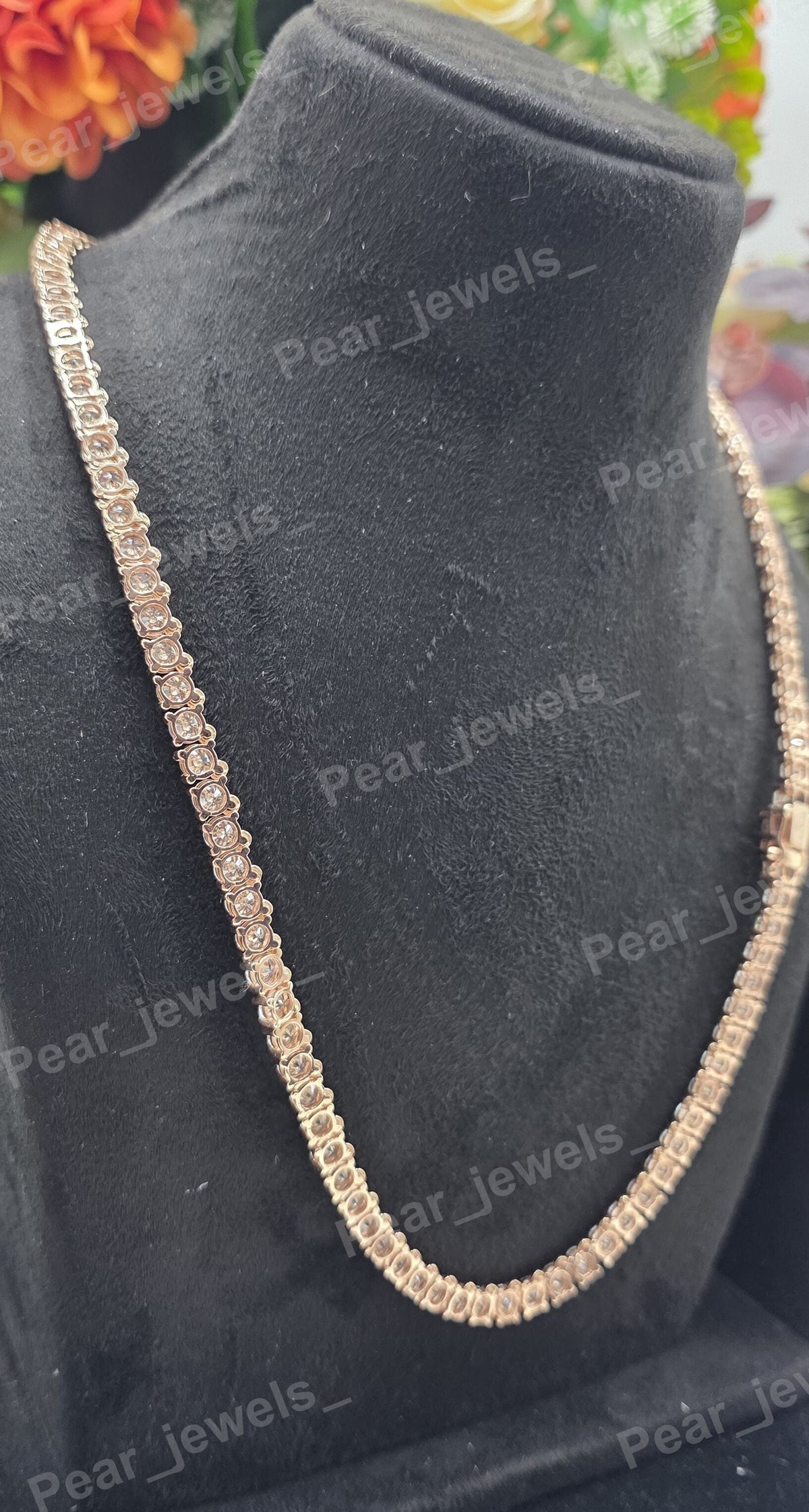 Iced Out Round Cut VVS Moissanite Dimaond 925 Sterling Silver Tennis Chain For Unisex Party Wear