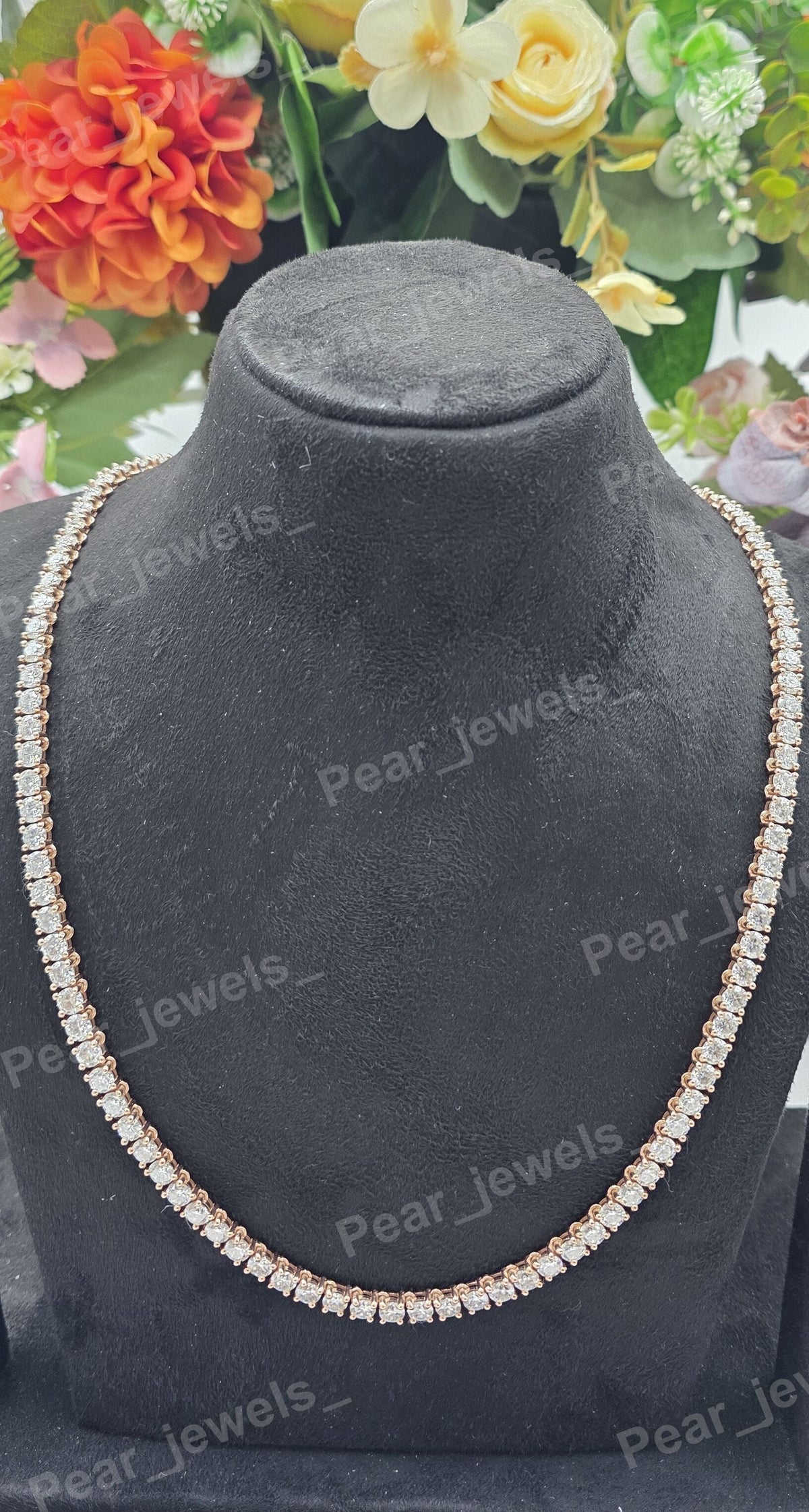 Iced Out Round Cut VVS Moissanite Dimaond 925 Sterling Silver Tennis Chain For Unisex Party Wear