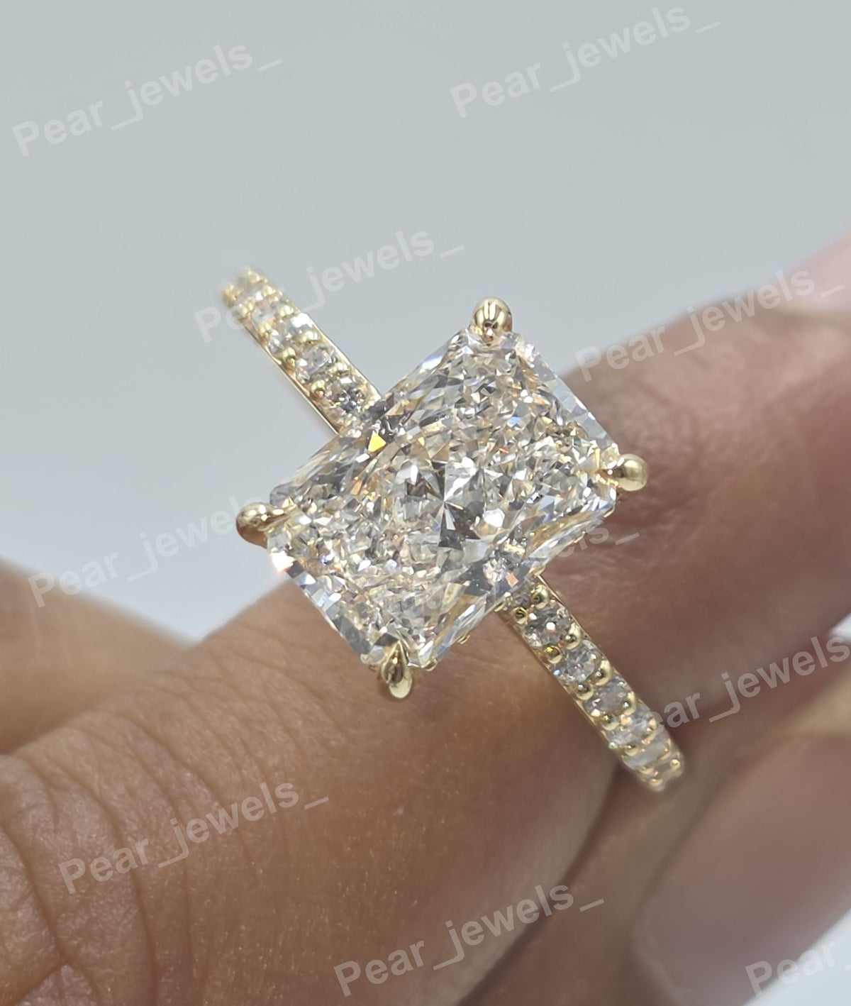 Iced Out Radiant & Round Cut VVS Moissanite 925 Sterling Silver Ring