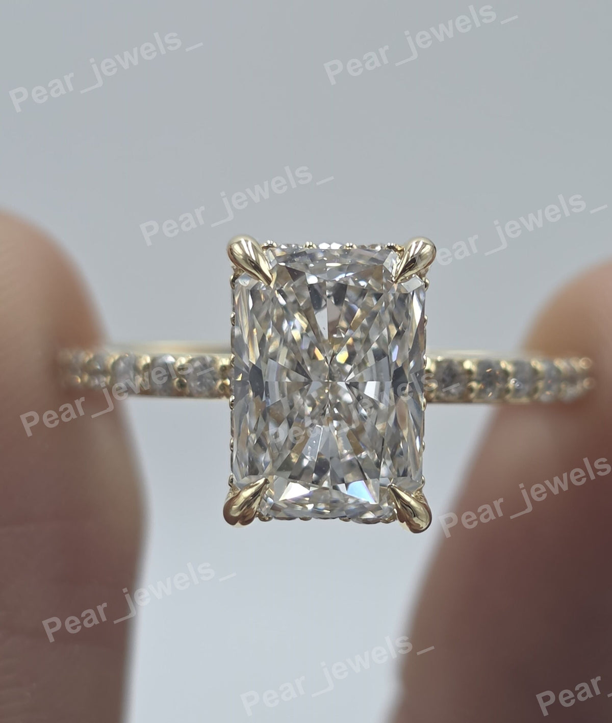 Iced Out Radiant & Round Cut VVS Moissanite 925 Sterling Silver Ring
