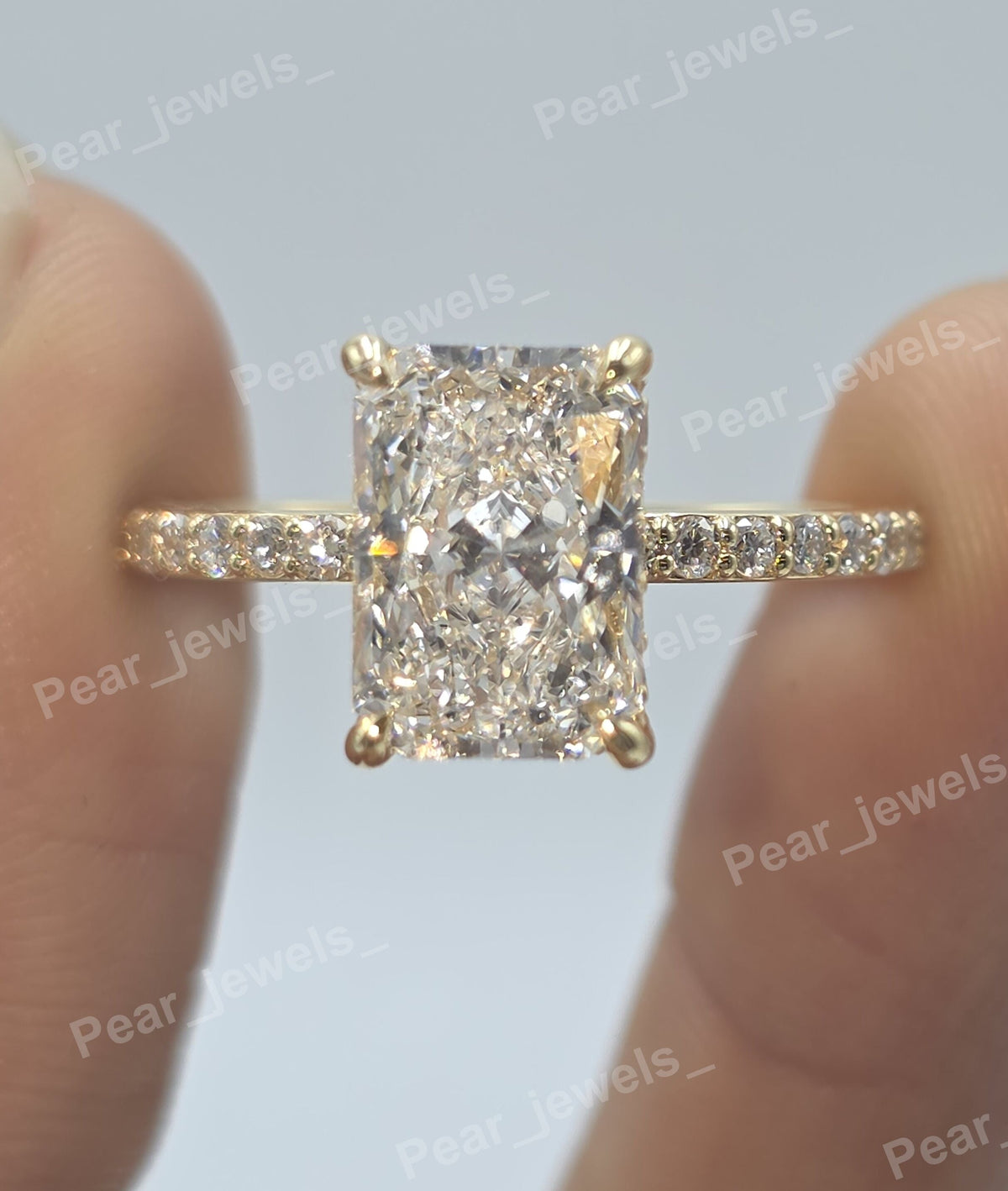 Iced Out Radiant & Round Cut VVS Moissanite 925 Sterling Silver Ring