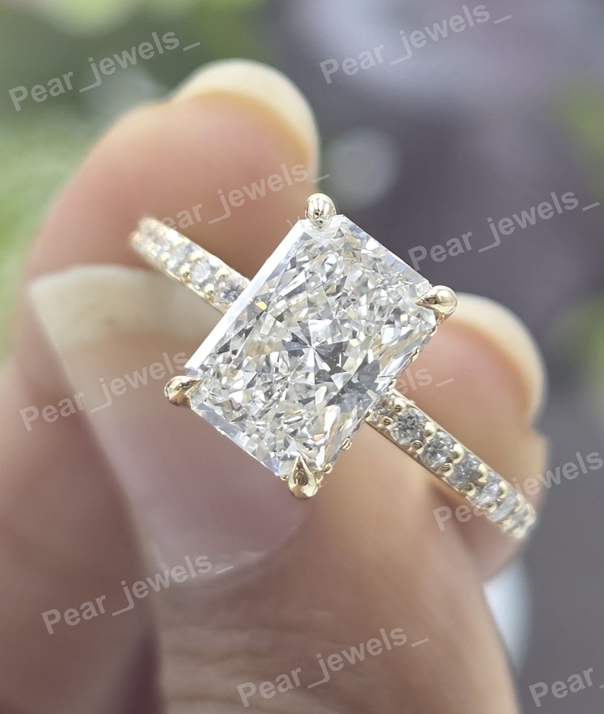 Iced Out Radiant & Round Cut VVS Moissanite 925 Sterling Silver Ring