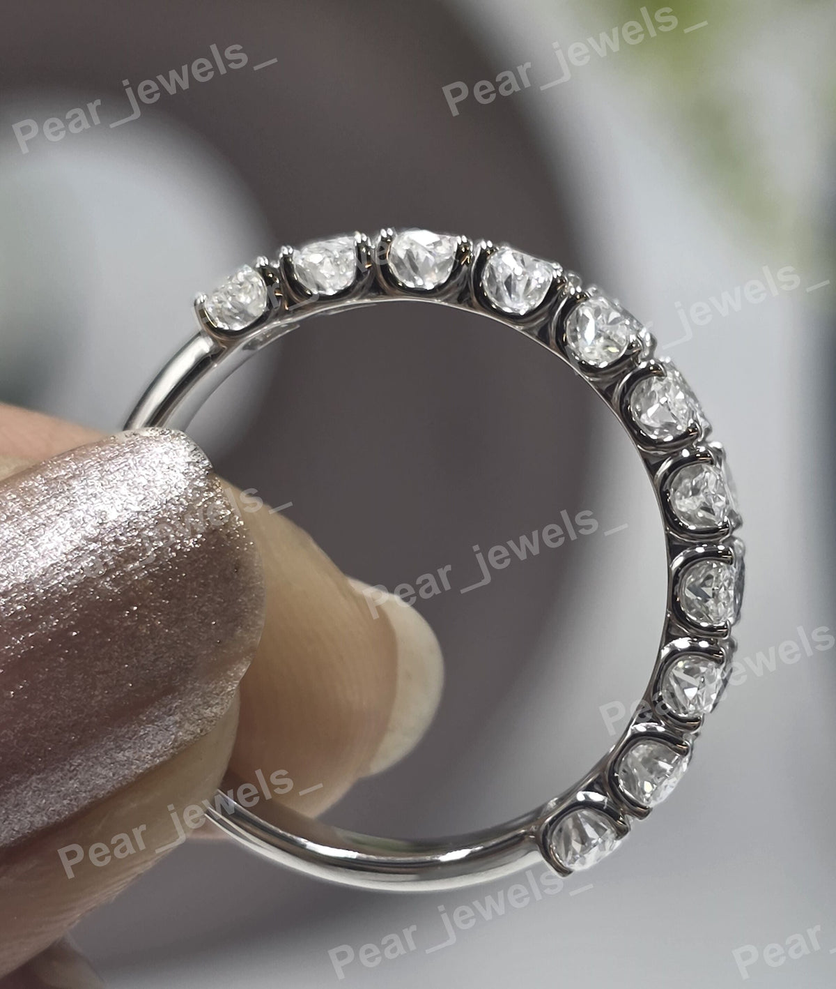 Oval Cut Silver Moissanite Dimaond Luxury Statement Women Wear Engagement Band
