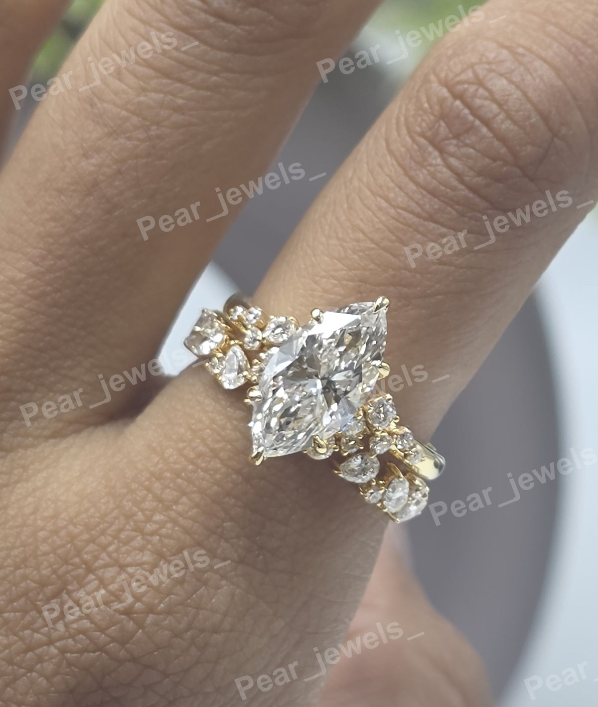 VVS Moissanite Diamond Iced Out 925 Sterling Silver Engagement & Wedding Ring Set