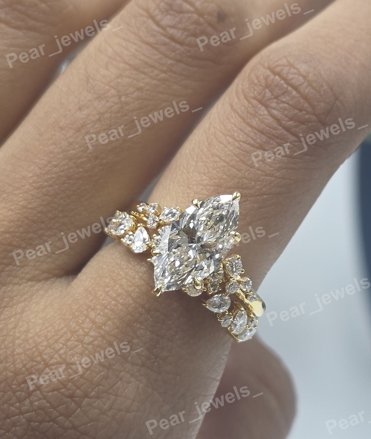 VVS Moissanite Diamond Iced Out 925 Sterling Silver Engagement & Wedding Ring Set