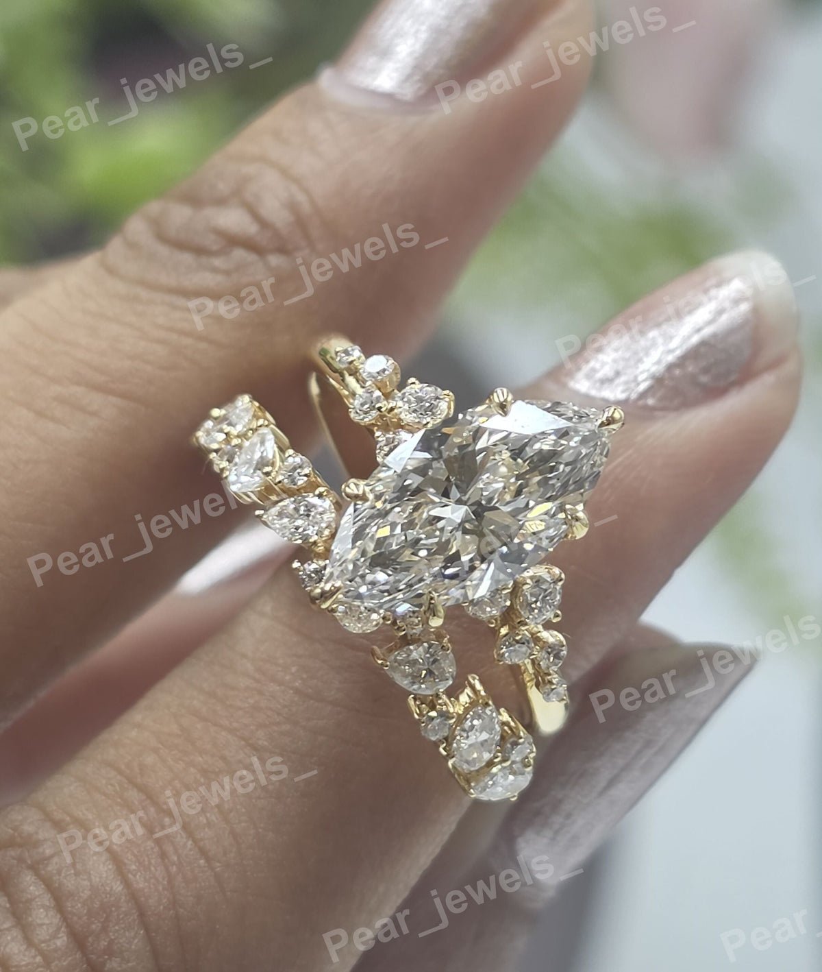 VVS Moissanite Diamond Iced Out 925 Sterling Silver Engagement & Wedding Ring Set