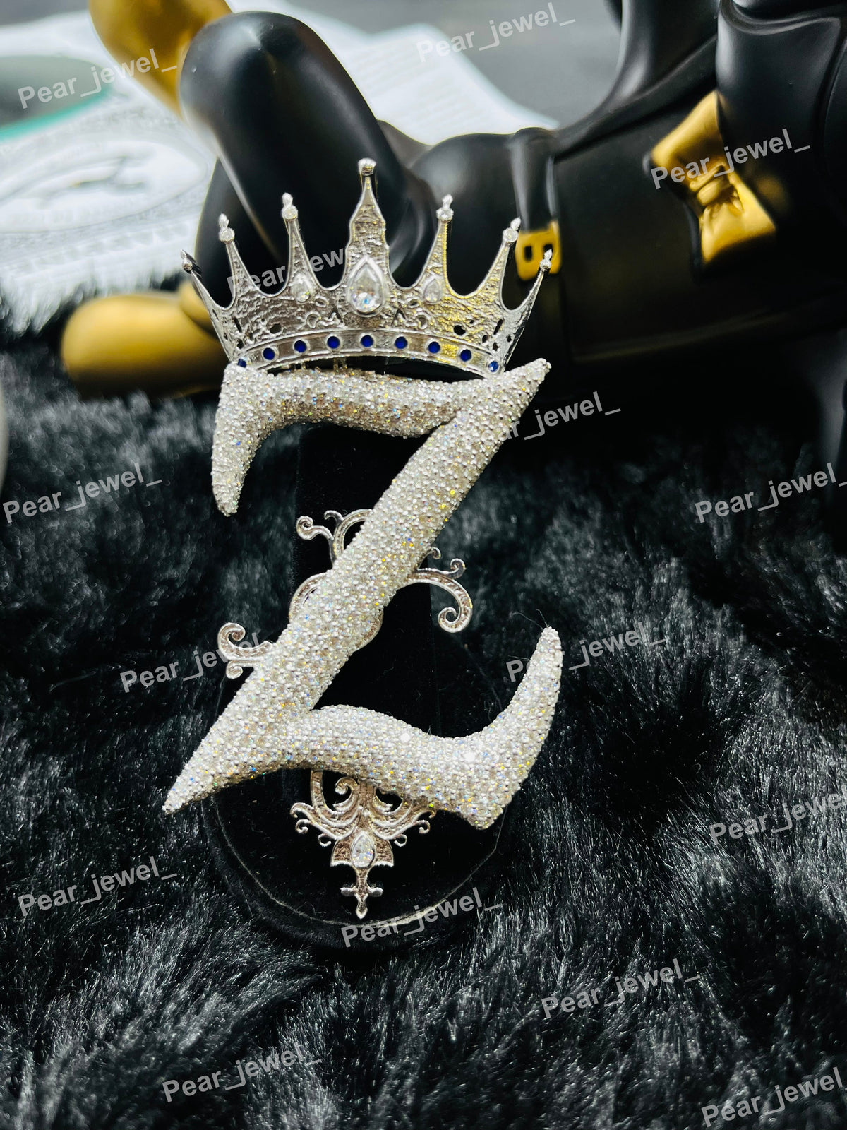 Iced Out Crown Personalize Z Pendant Moissanite Diamond Hip Hop Bling Necklace