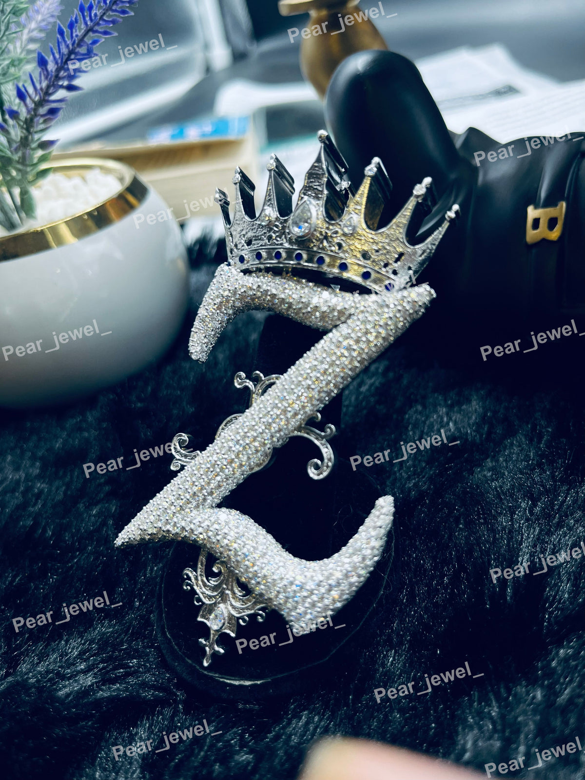 Iced Out Crown Personalize Z Pendant Moissanite Diamond Hip Hop Bling Necklace