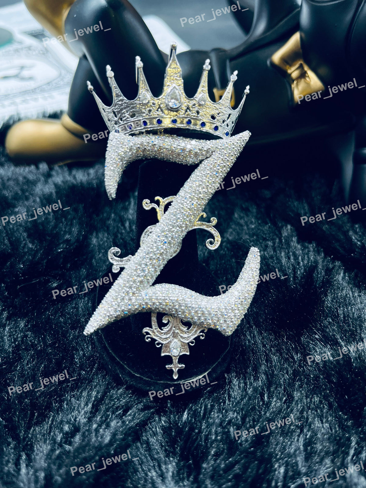Iced Out Crown Personalize Z Pendant Moissanite Diamond Hip Hop Bling Necklace